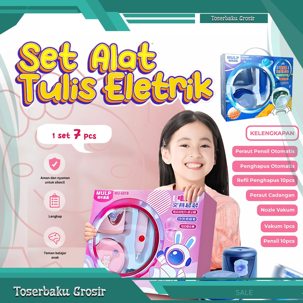 

New Electric Stationery Set / Set Alat Tulis Sekolah Rautan Penghapus VacuumPremium