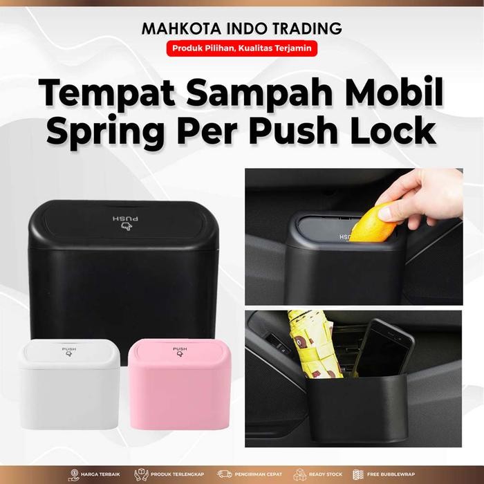 Tempat Sampah Mobil Gantung Push Plastik Berkualitas Kotak Box Sampah - Putih