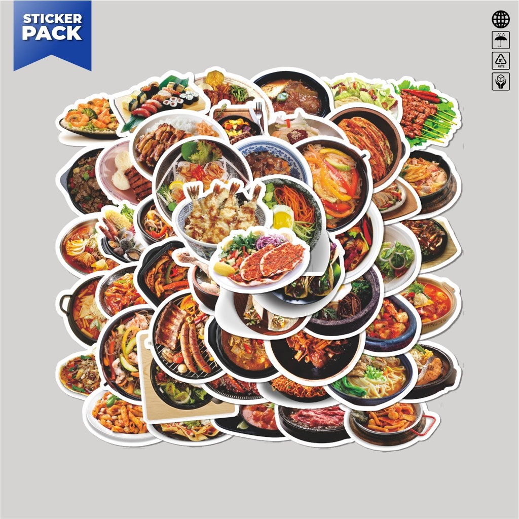 

[100PCS]Stiker Pack Stiker Real Delicious Food Series 1 [Seri Makanan Lezat] Aesthetic Vinyl Anti Air Dekorasi Sticker Laptop Buku Journal Koper Helm Casing HP Gitar Helm Skateboard