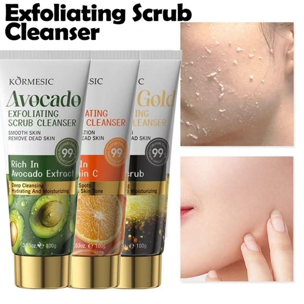 KORMESIC BPOM Facial Wash Scrub Cleanser Eksfoliasi Pembersih Wajah Kusam Mencerahkan BPOM