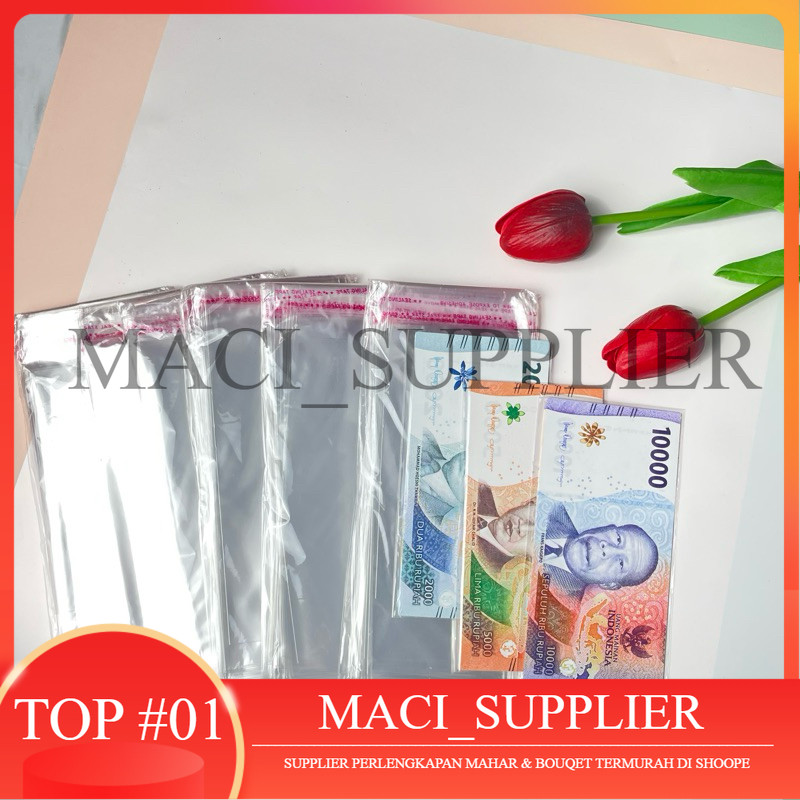 

MACISUPPLIER PLASTIK OPP (Isi 100 Lembar) PLASTIK OPP UANG BUKET 7 X 15 cm