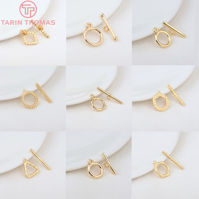 (3439)6 Sets 24K Gold Color Plated Brass Bracelet O Toggle Clasps High Quality Diy Jewelry Making Fi