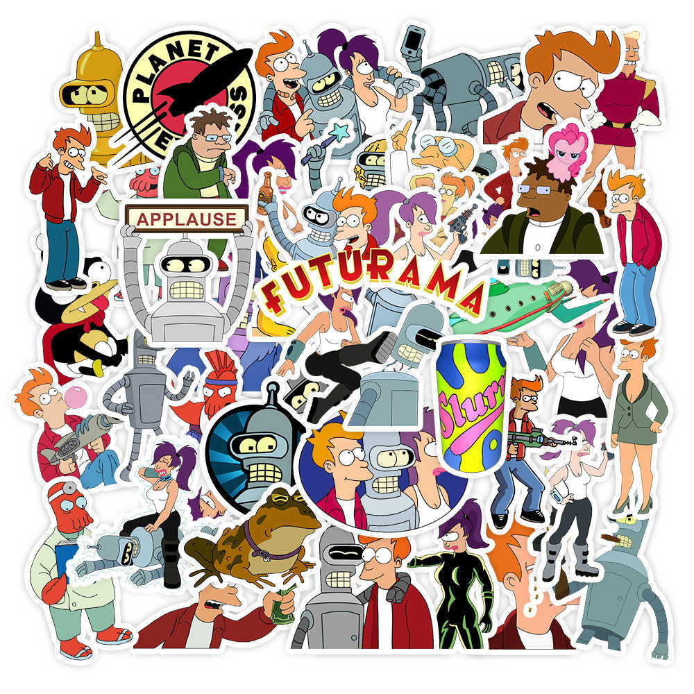 

50Pcs Futurama Stickers for Mobile Phones Computers Refrigerators Bicycles Cars Helmets Birthday Parties Halloween