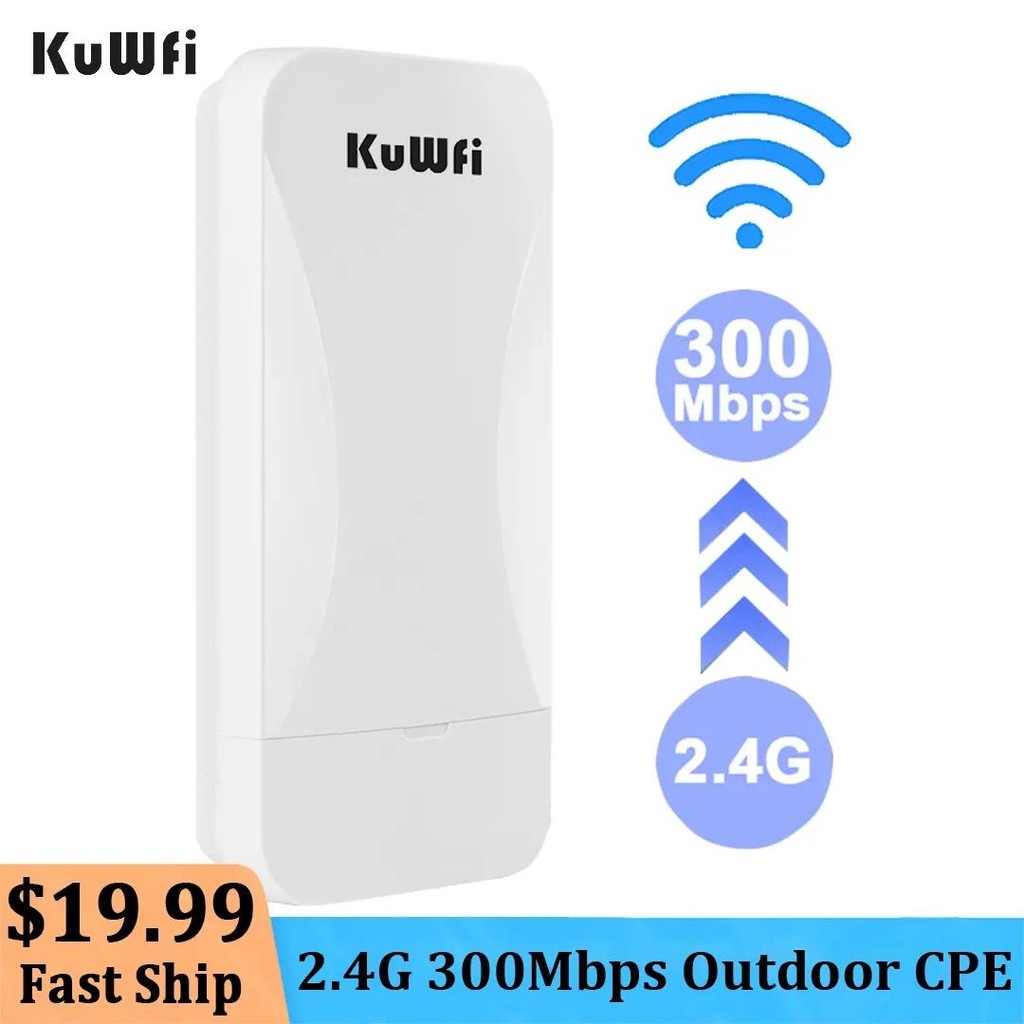 KuWfi Outdoor Wifi Bridge 1KM 2.4G 300Mbps Wireless Router Long Range Extender AP CPE Router Kit Wir