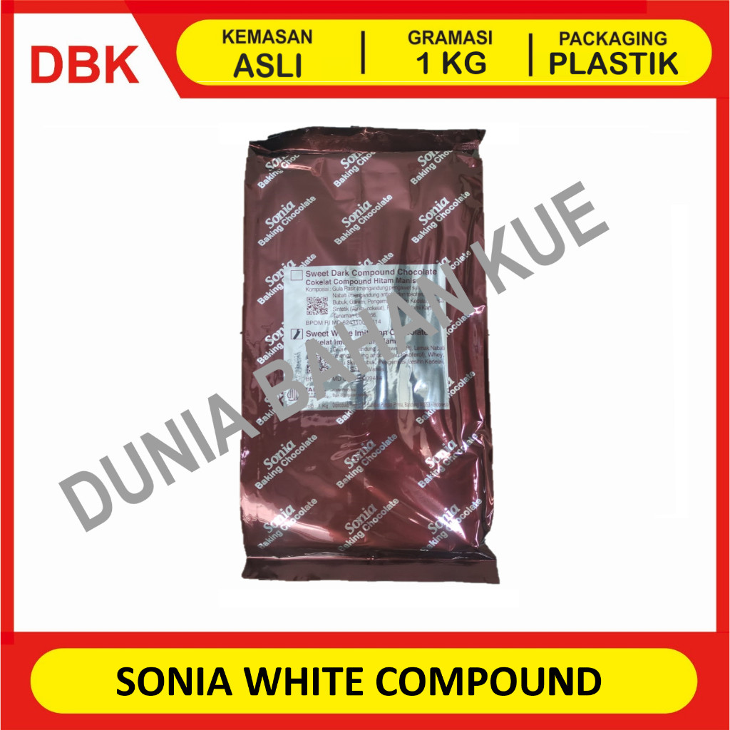 

SONIA WHITE CHOCOLATE COMPOUND 1 KG / COKELAT BATANG PUTIH SONIA
