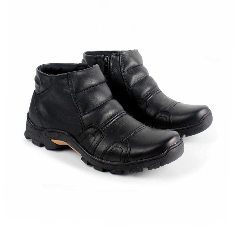 Sepatu Boots Pria Kulit Asli - Sepatu Boots - Sepatu Biker Pria Karet