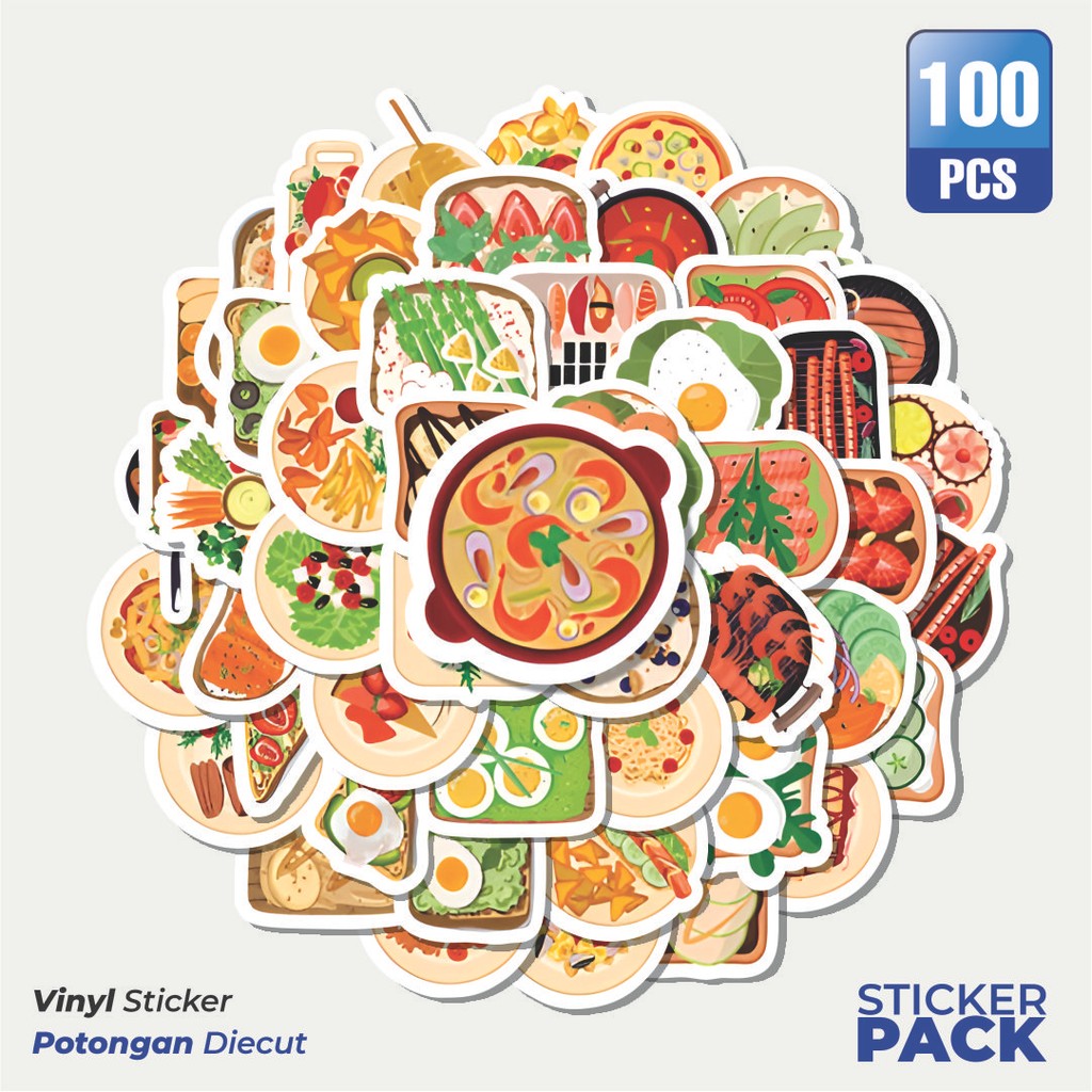 

Super Hemat! 100 PCS Stiker Delicious Breakfast Gourmet [Sarapan Lezat Gourmet] Waterproof Aesthetic- Untuk Laptop, Motor, dan Helm - Paper Stationery Pack