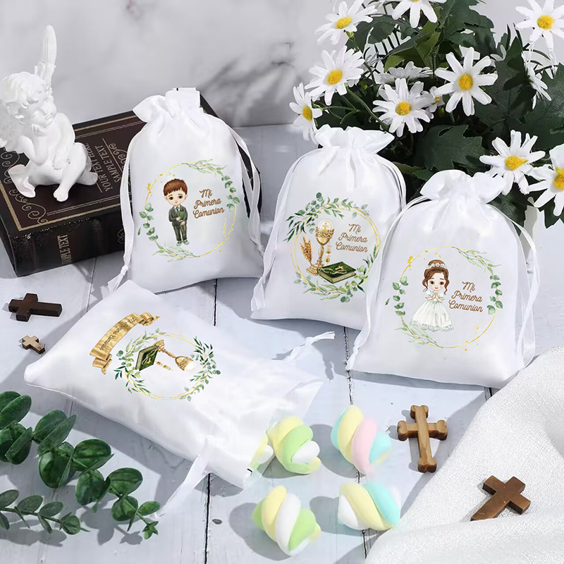 

5pcs Spanish Mi Primera Comunion Bible Rosary Chalice bags boy girl 1st First Holy Communion party table decoration welcome gift