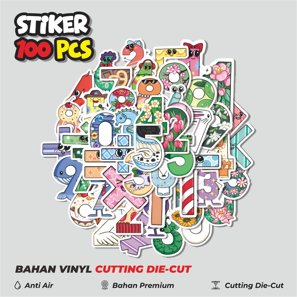 

Terbaru! 50 pcs Stiker Numerik Dekorasi Lucu Kreatif untuk Notebook, Skateboard, HP