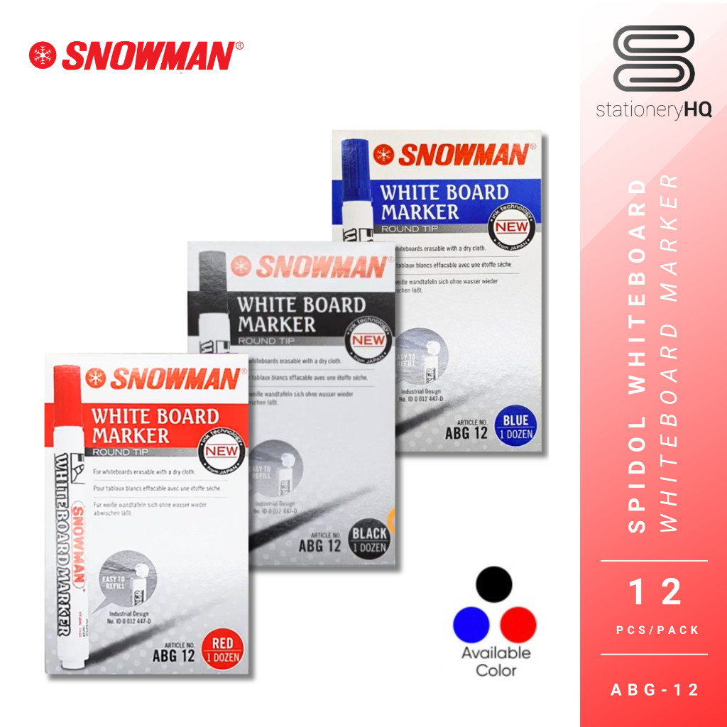 

(12 Pcs) Spidol White Board Marker Snowman ABG 12