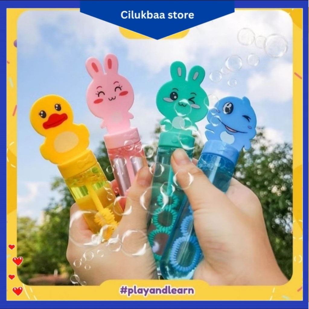 mainan anak bubble tiup gelembung sabun kecil karakter