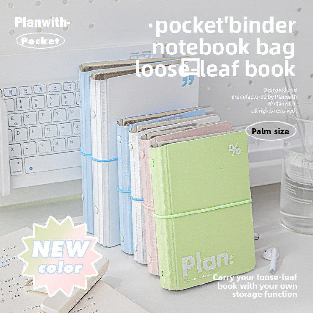 

Planwith Portable Creative Pocket Notebook A7 Carry Along Loose Leaf Notebook with Strap Multi functional Storage Diary Journal
