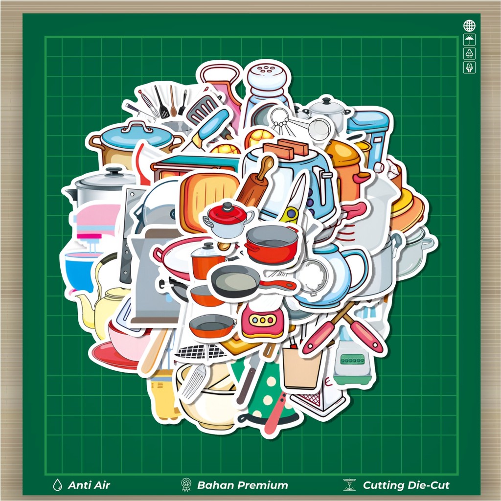 

HOT 50 PCS STIKER Stiker Kitchen Set Tool [Alat Set Dapur] Stiker Fashion Cars Decal Dingin Kartu Album Custom Vinyl Anti Air- Sticker Aesthetic Buku Journal Koper Casing HP Tablet Laptop Helm Motor Botol Minum