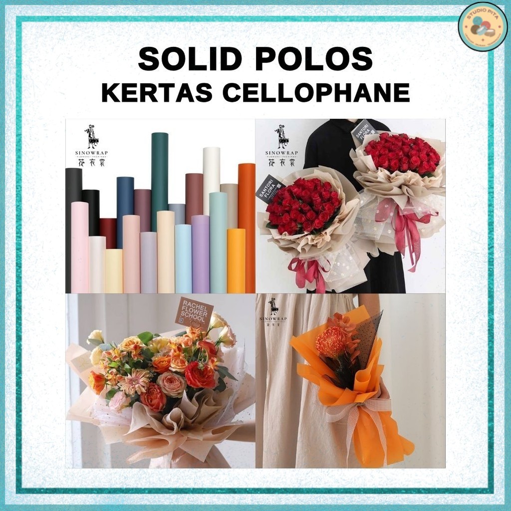 

(20 LEMBAR) Kertas Cellophane Buket Bunga - SOLID POLOS - Flower Wrapping Paper