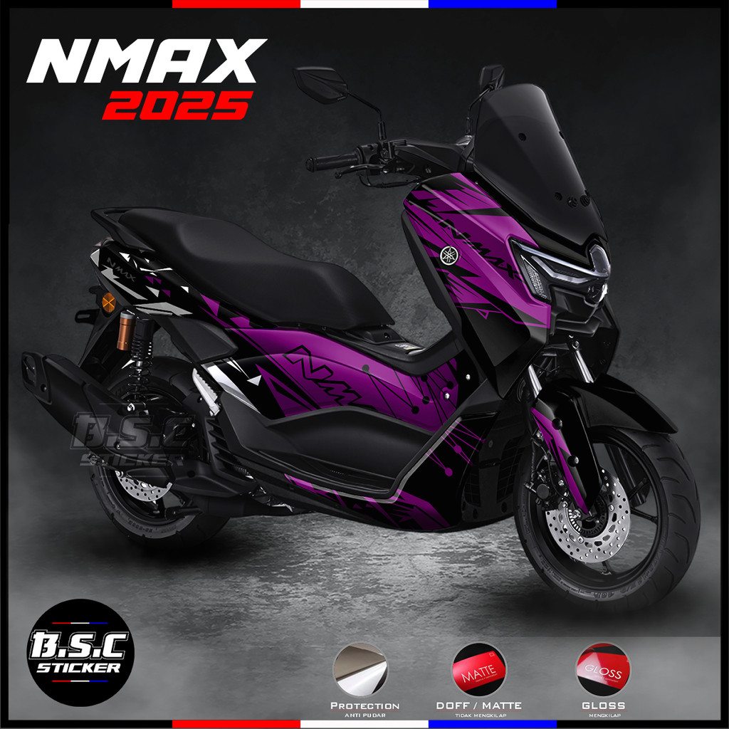 (COD) STICKER DECAL STIKER FULL BODY NEW NMAX 2025 NMAX TURBO   MOTIF CRASH UNGU (BISA CUSTOM)