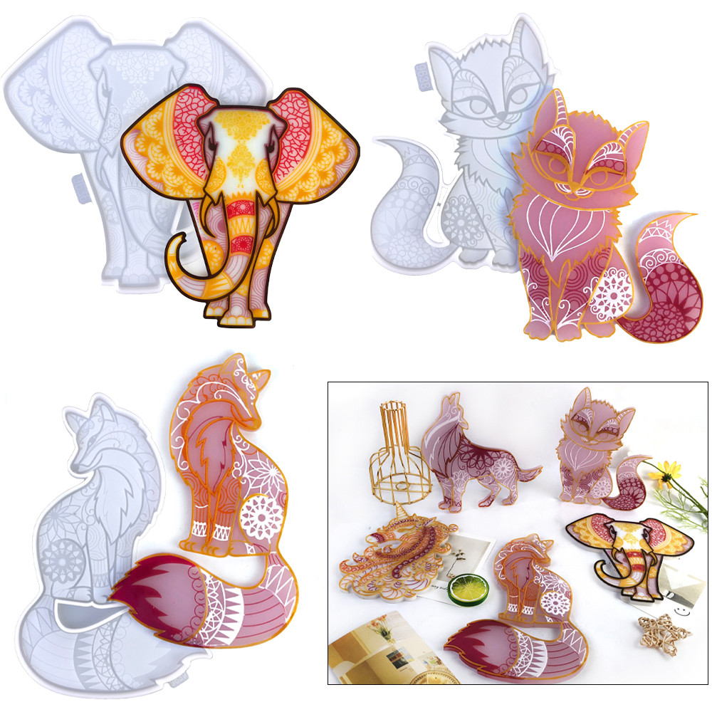 

Wolf Fox Wall Hanging Resin Silicone Mold Pendant Epoxy Casting Mould For DIY Door Art Home Room Desktop Craft Ornament Decor