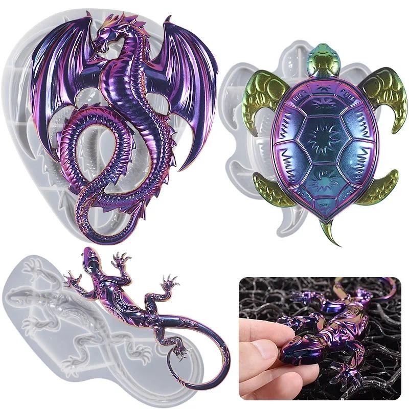 

Dragon Silicone Molds for Resin,Turtle Gecko Wall Hanging Mould DIY Large Animal Statue Making Epoxy Resin Mold Home Decorations