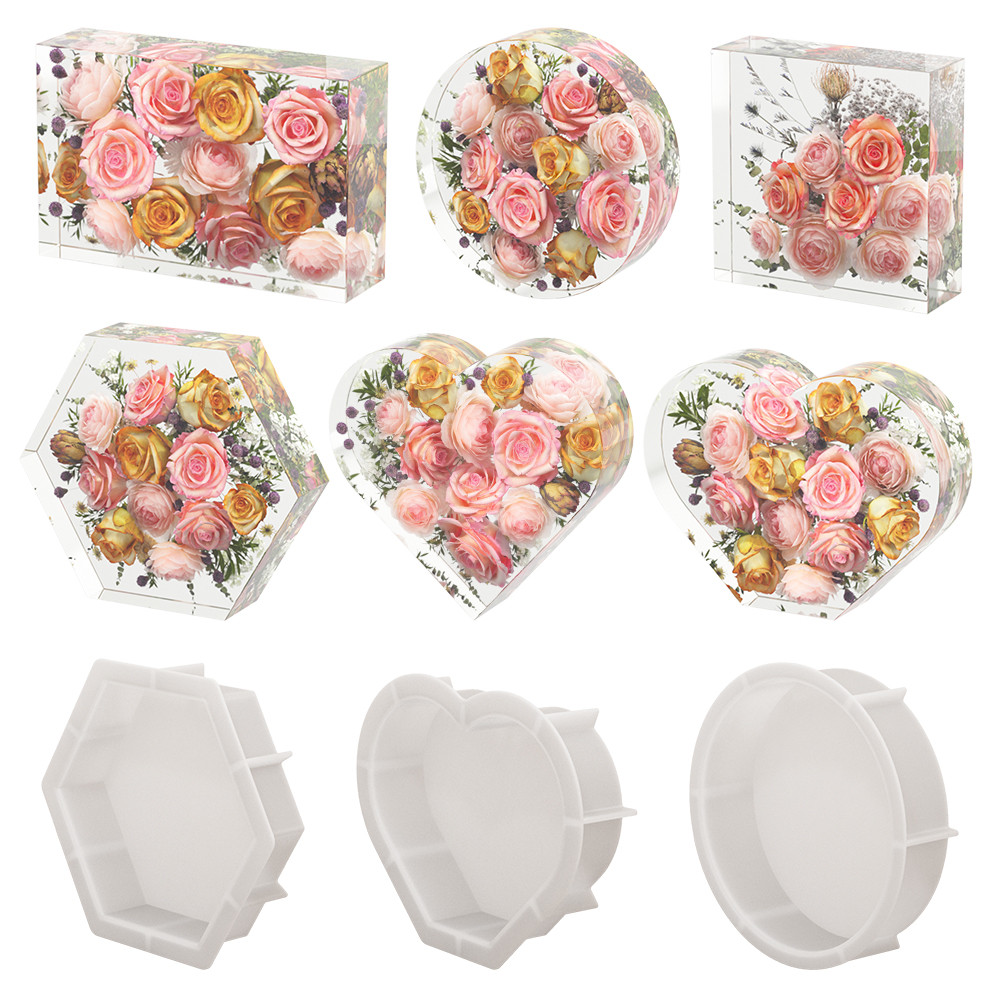 

SZ064 Geometric Large Cube Resin Silicone Molds DIY Heart Rectangle Mirror Crystal Epoxy Casting Making Mold For Home Decor