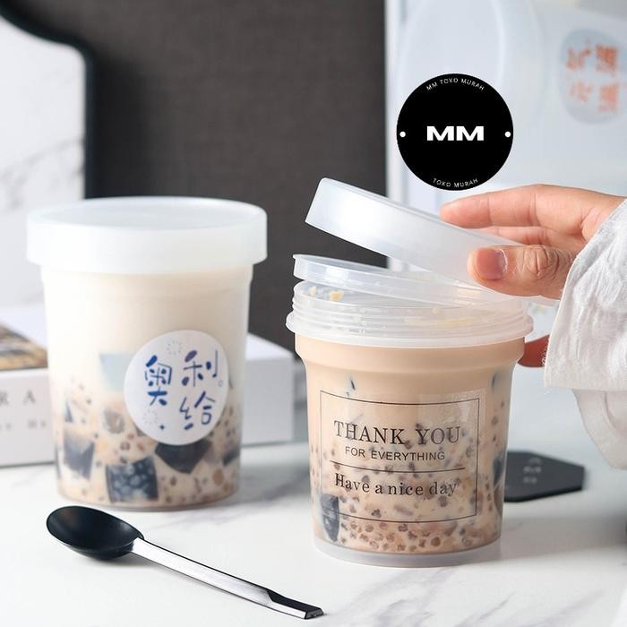 10pcs 500ml PREMIUM korean jar gelato toples minuman box dessert cup - toples 500ml
