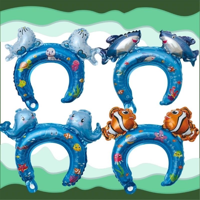 bando foil (metalik) ikan paus, nemo, ikan hiu, anjing laut tema laut