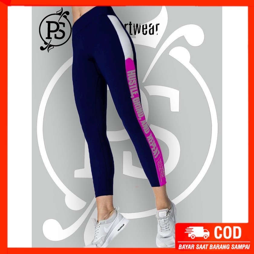 Pyursportwear - Legging 7 /8 Hustle Navy - Aerobic Hitam Muslimah, Stylish, dan Nyaman saat Berolahr