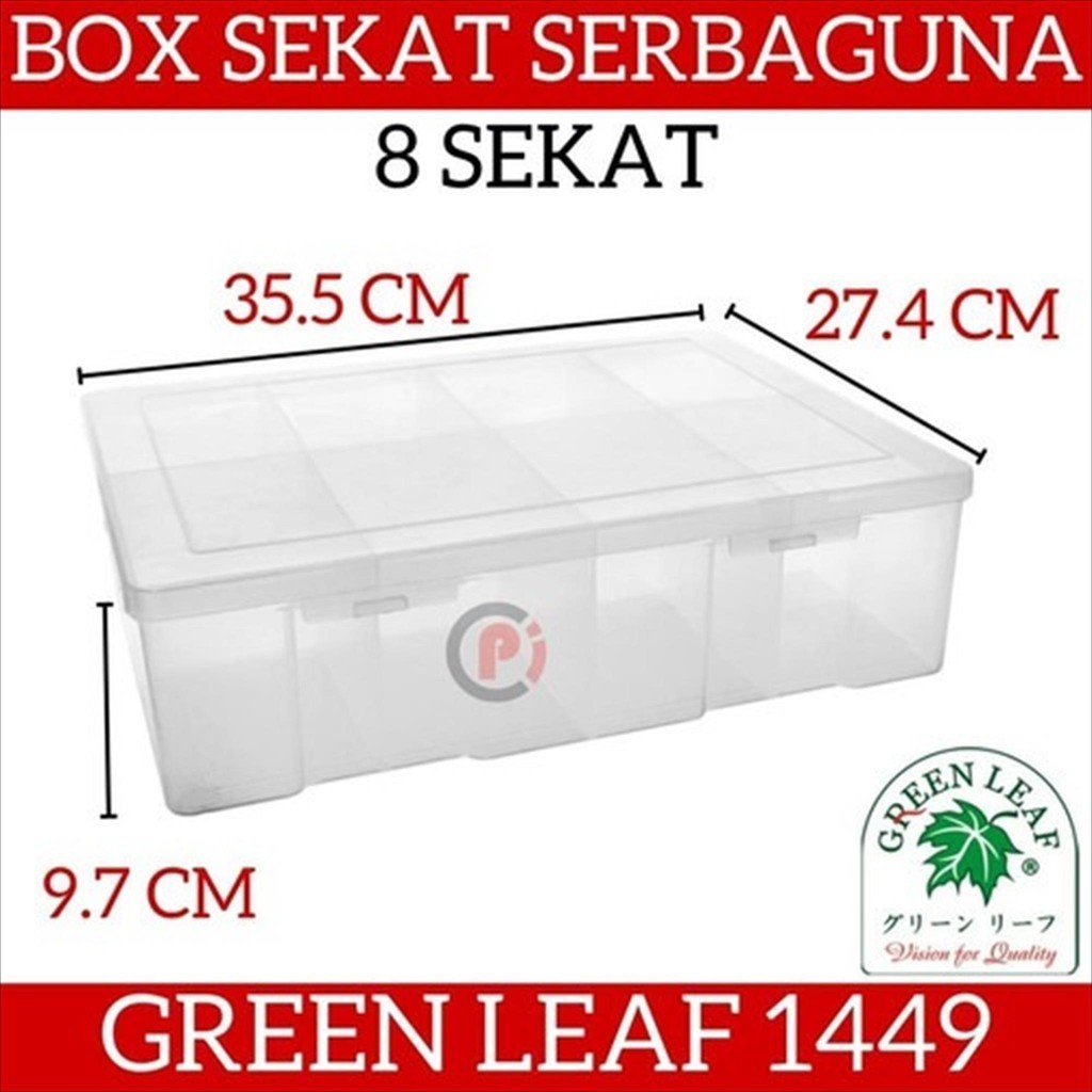 GREENLEAF 1449 REIKO KOTAK PERKAKAS STORAGE BOX 8 SEKAT GREEN LEAF