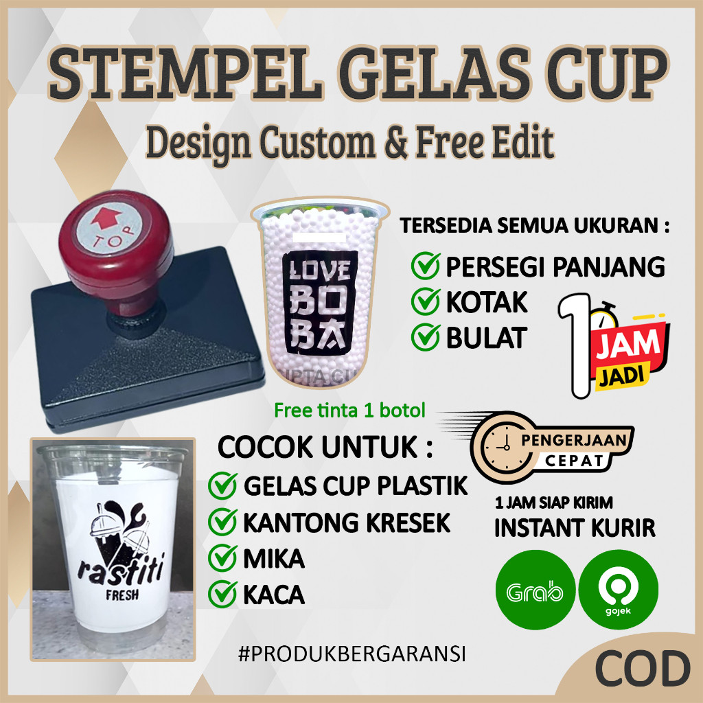 

Stempel Plastik, Stempel Gelas Cup, Stempel Mika, Stempel Kaca, Stempel Kayu, Bonus tinta refil 5ml