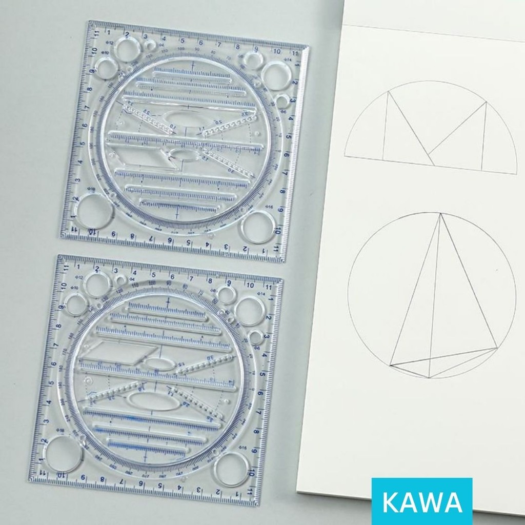 

KAWA Penggaris Putar Multifungsi Ruler Template Geometri Teknik Gambar