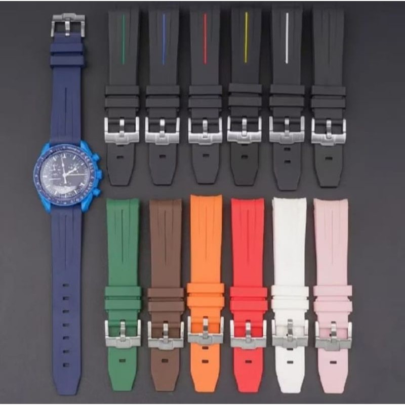 Strap Tali Karet Rubber Curved 20mm Tali Jam Tangan Omega Moonswatch Speedmaster