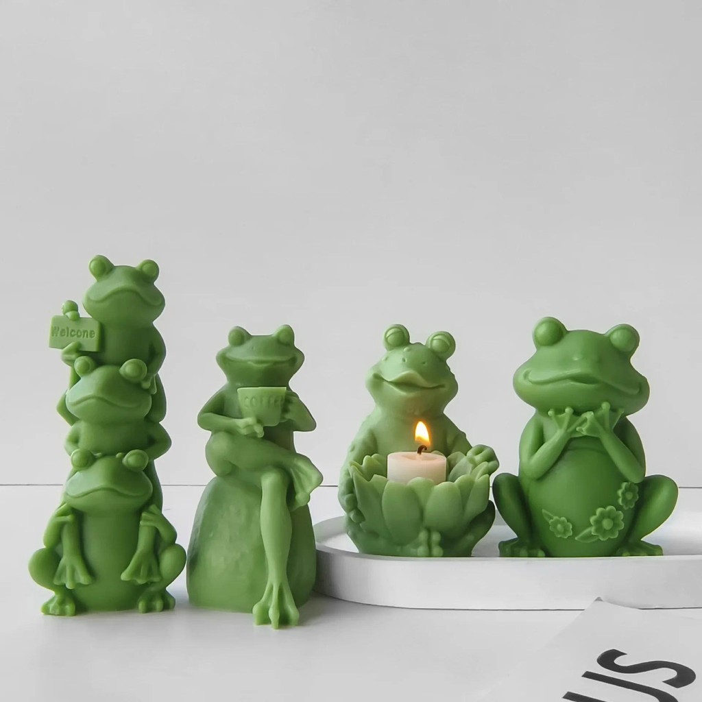

Cute Frog Candle Mold Aroma Plaster Ornaments Molds Handmade Silicone Candle Making Supplies