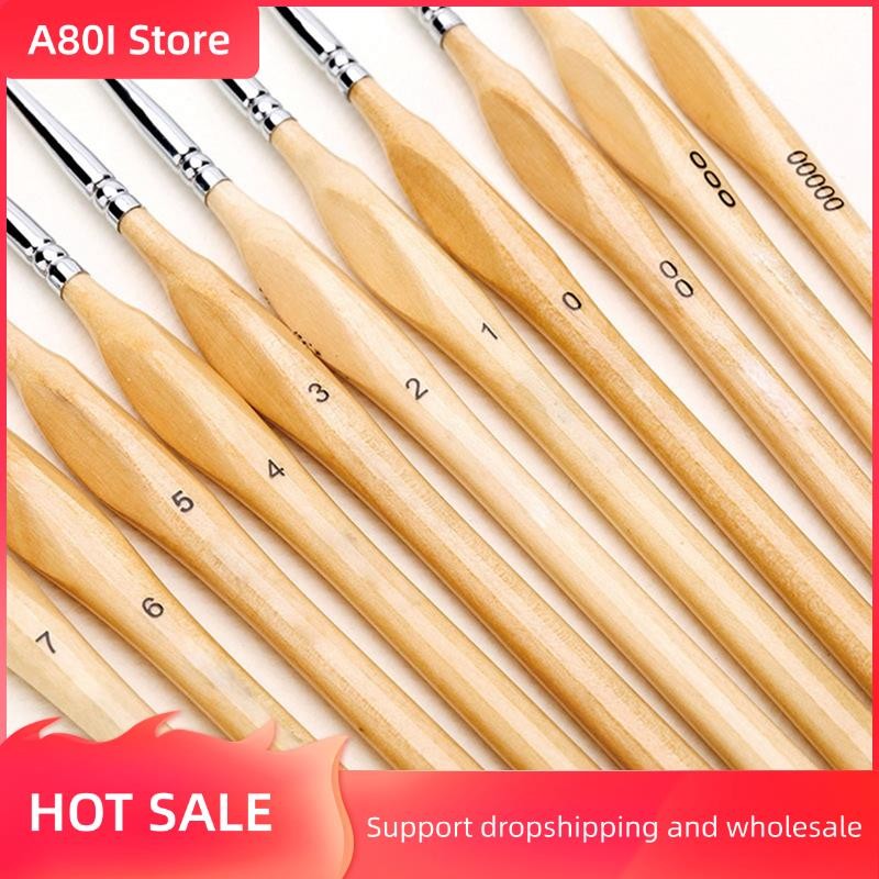 

A80I 11Pcs Paint Brush Set Miniature Detail Brush For Oil, Acrylic, Watercolor And Gouache