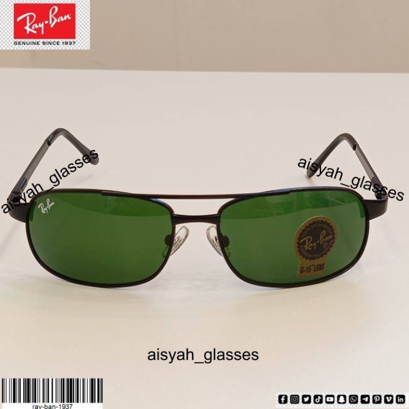 (COD) Kacamata Rayban Pilot Rb3394 63 12125 frame hitam kaca hijau size 63