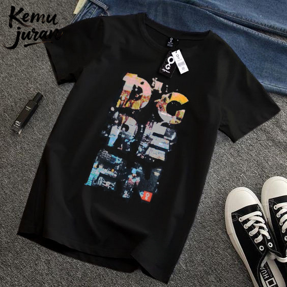 D'Green Baju Kaos Model Baru 2022 Pria Kasual Cotton 30s Hitam