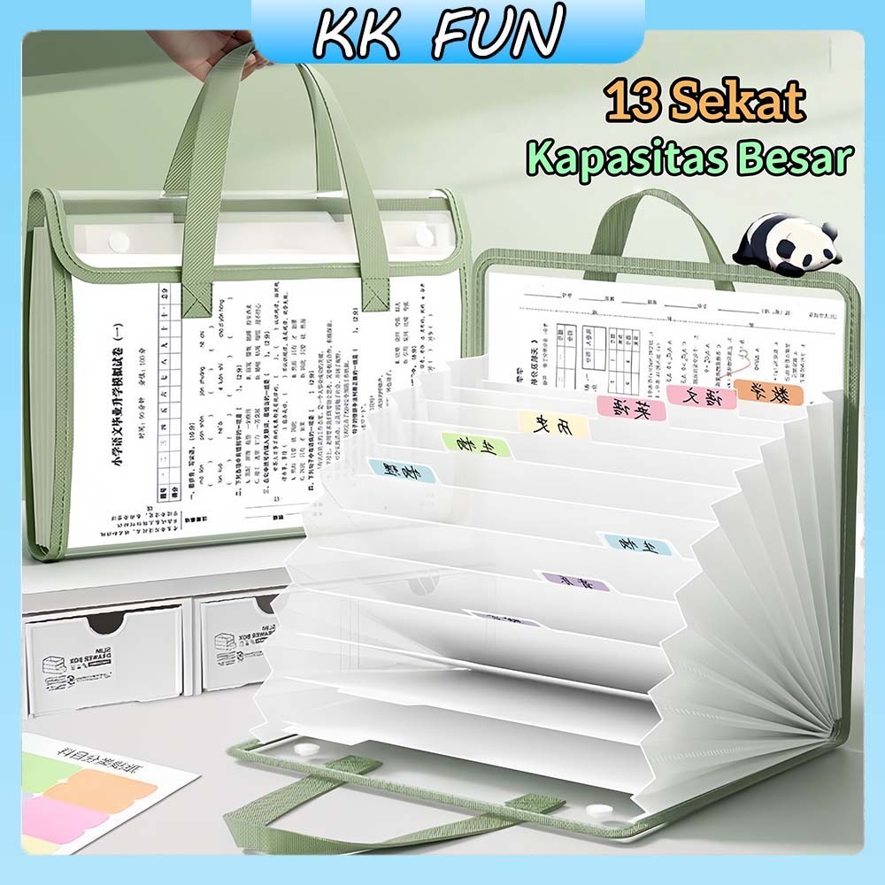 

[Ready] Transparan File Folder A4 13 Sekat Document Bag / Map Dokumen Aesthetic / Expanding File Map