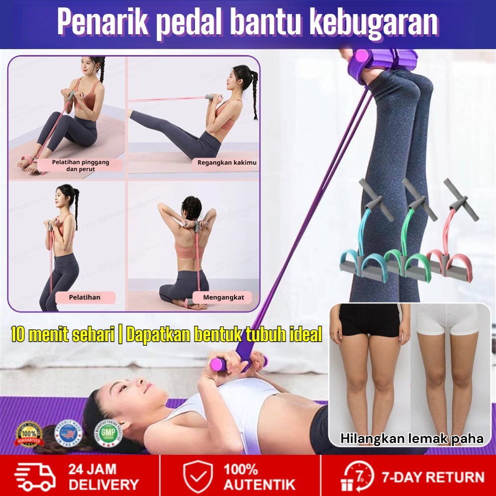 ⭐【Latihan mudah】Alat Bantu Fitness/Asisten Sit-Up/Penarik Pedal Multifungsi/Tali Tarik Pedal Yoga/Pe