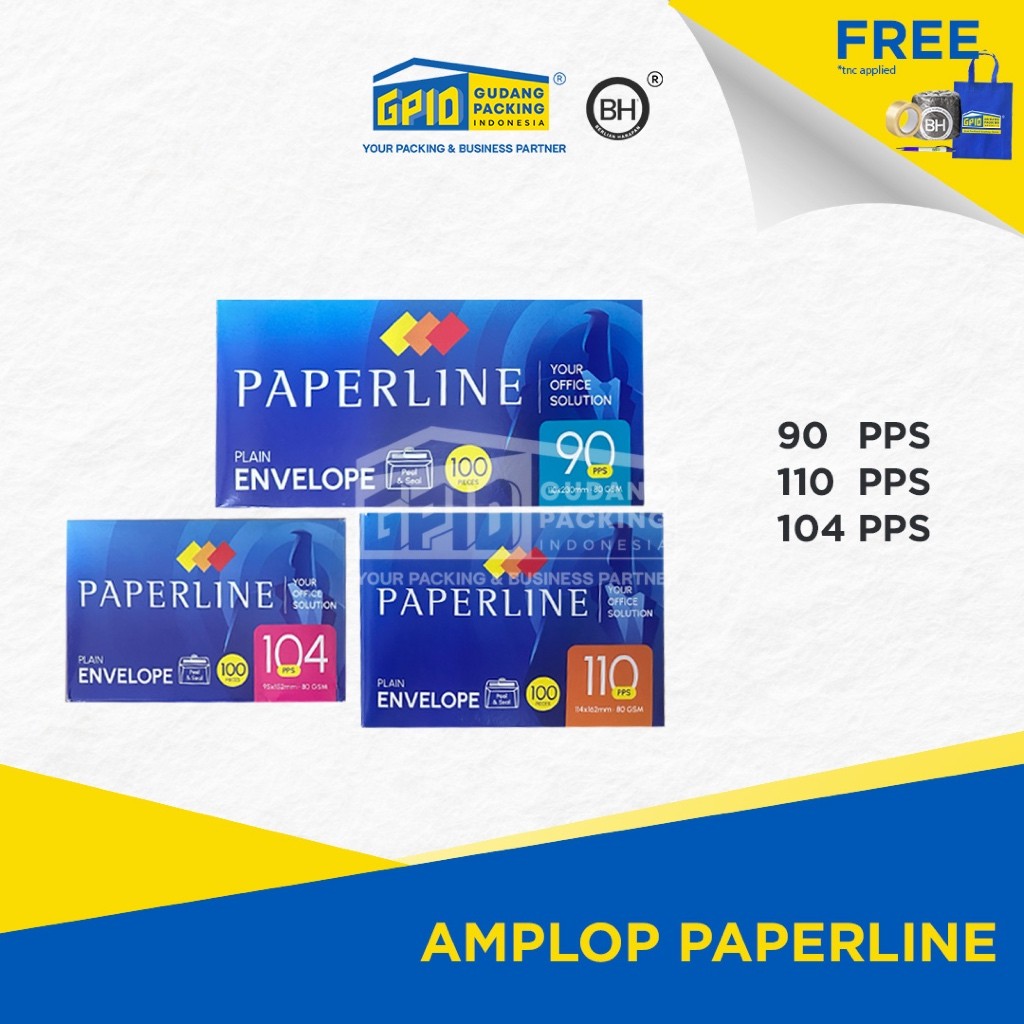 

PAPERLINE - Amplop Plain Putih Polos 90/ 104/ 110 PPS 80gsm isi 100pcs