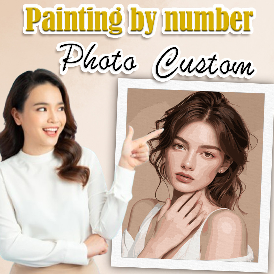 

GATYZTORY Personalised Paint By Numbers Photo Custom DIY Oil Painting By Number Picture Canvas Portrait Family wedding gift
