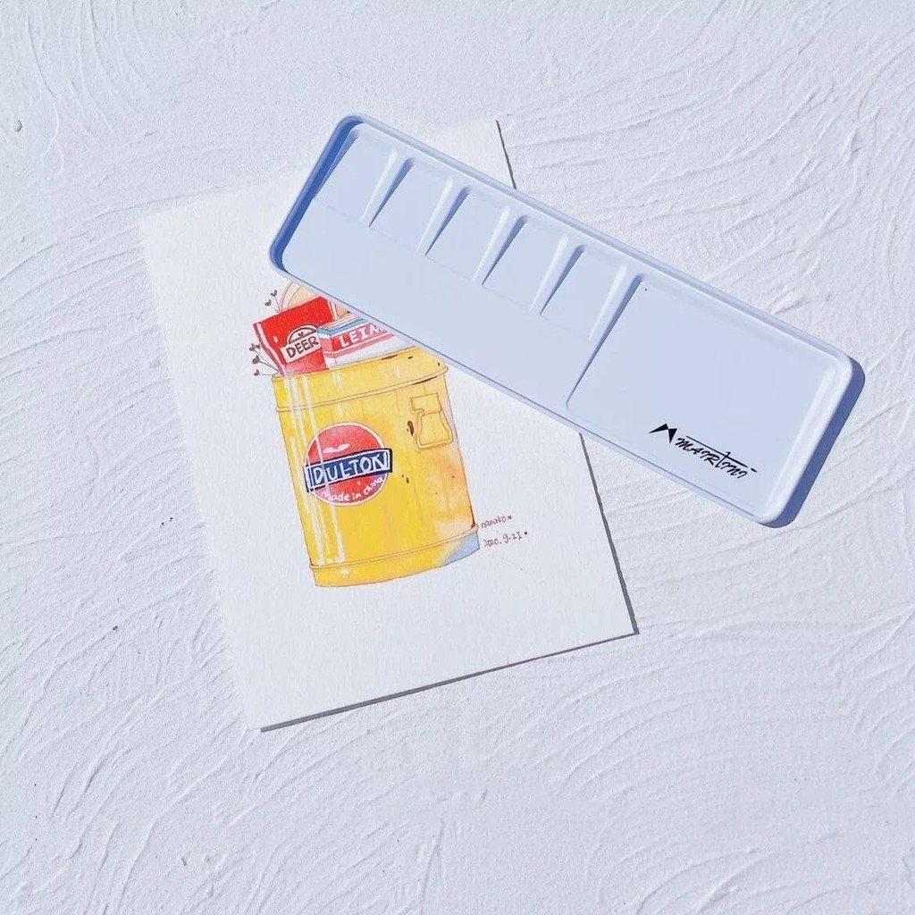 

Mairtini Mini Metal Palette Watercolor Acrylic Oil Paint Palette Portable Box Paint Tray Metal Paint Pallet Drawing Supplies