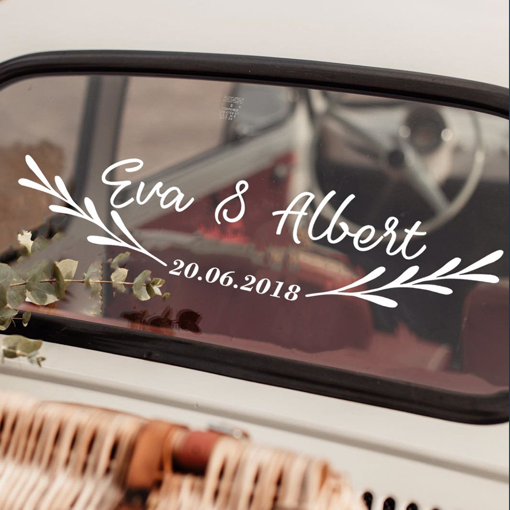 

Custom Just Married Wedding Car Sticker Wedding Decoration Personalized Bride Groom Initials Decal Art Sticker