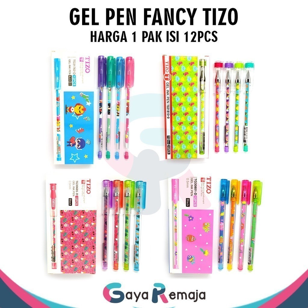 

(1pack) Gel Pen TIZO / Pulpen gel Murah / Fancy Pen | ballpoint tizo | bolpen tizo