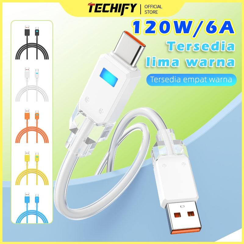Kabel Data Pengisian Cepat 120 W 6A 1.2 M dengan Bahan Silikon Tebal Kompatibel dengan iPhone IOS/An