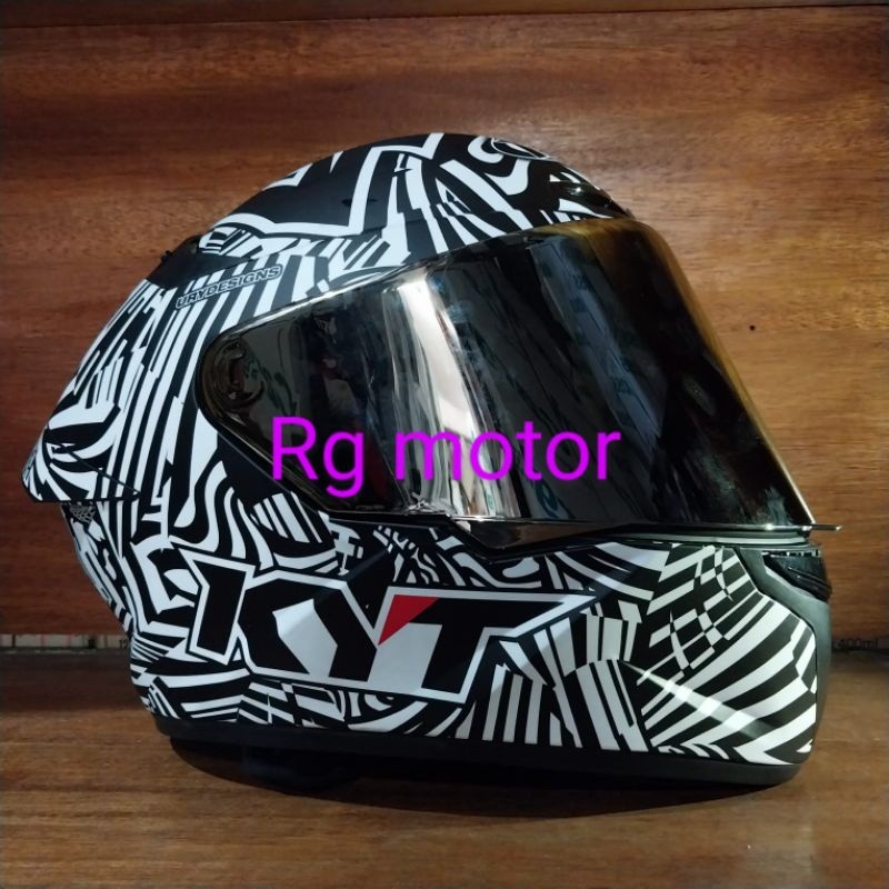 HELM KYT TT COURSE ESPARGARO MOTIF BLACK/WHITE/FULL FACE