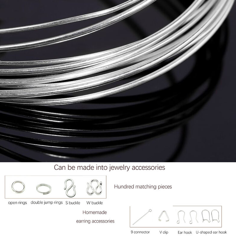 2M 0.3-1.0mm 925 Sterling Silver Wire For Jewelry Making Half Hard Round Sterling Silver Jewelry Wir