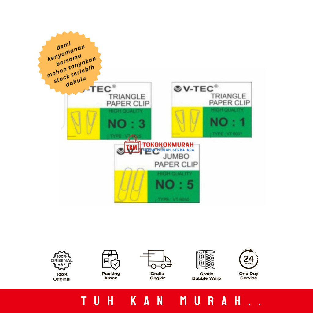 

V-TEC PAPER CLIP BAHAN BESI /PCS 6031 NO.1