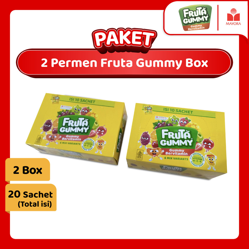 

Paket 2 Box Permen Fruta Gummy 250 Gram