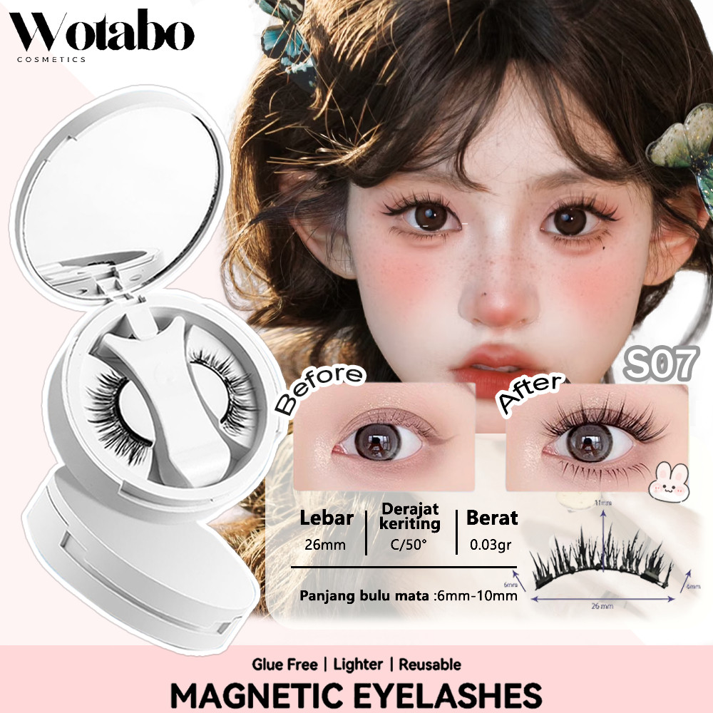 Wotabo Magnetic Eyelash Lashes Bulu Mata Palsu Magnet Reusable Bulu Mata Magnet Magnetik Tanpa Lem  