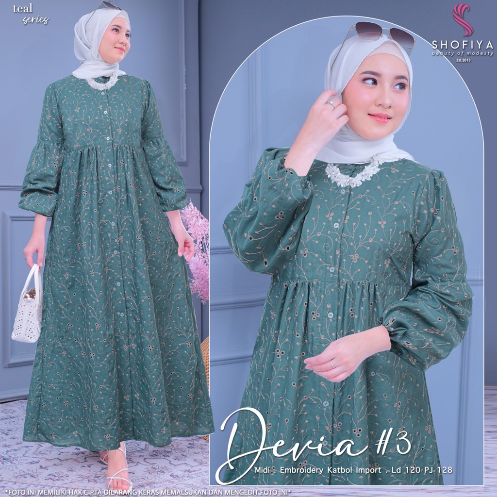 DEVIA 3 JUMBO DRESS WANITA KATUN BOLONG PREMIUM ORIGINAL by SHOFIYA