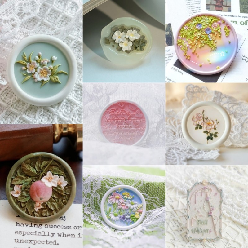 

Creative Diy Toys Lacquered Copper Stamps Apple Grove Rose Shells Cute Ins-Style Handwritten Stamps Envelopes Invitation Card Se