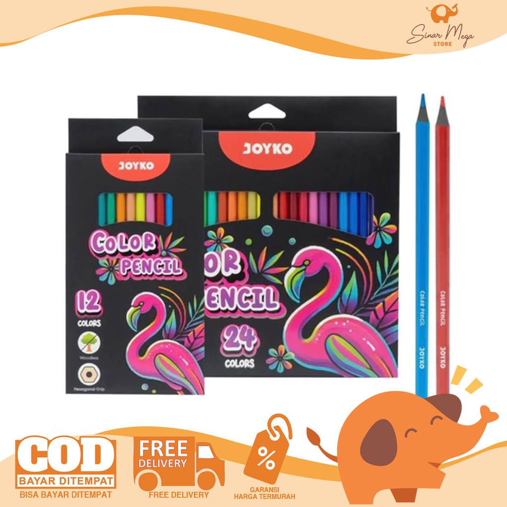 

Joyko Color Pencil Pensil Warna 12 Colors Woodless Hexagonal Grip Tanpa Kayu CP-0133