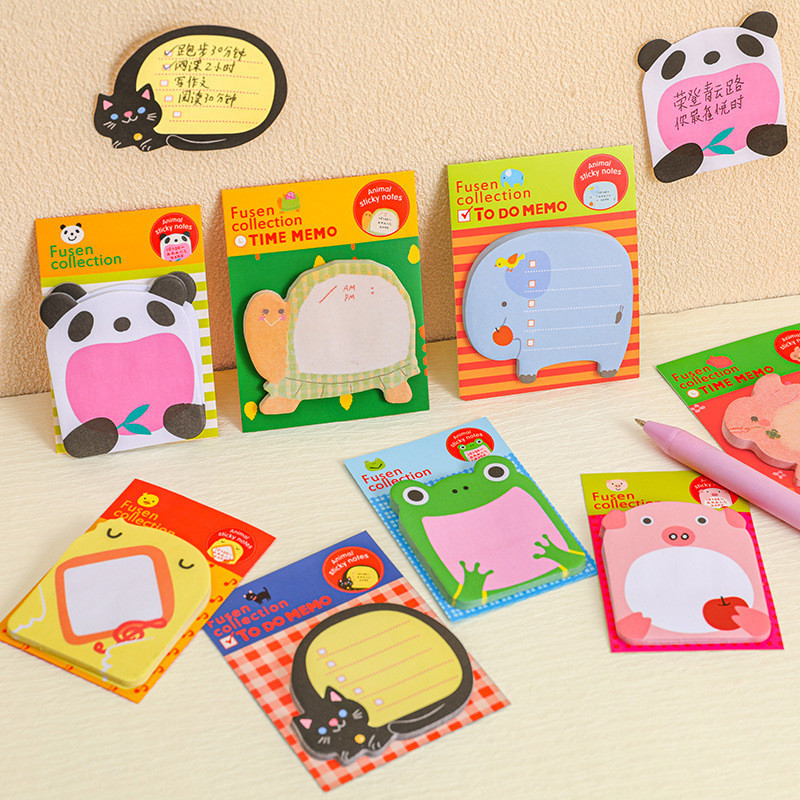 

8pcs/set Cute Kawaii Animal Sticky Notes Pad 20sheets/pcs Self-Adhesive Memo for Student Desk Book Family Daily Record Memo
